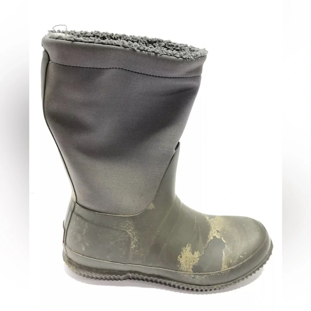 Hunter Women’s Original Roll Top Sherpa, Gray Winter Boots, Size 7M
